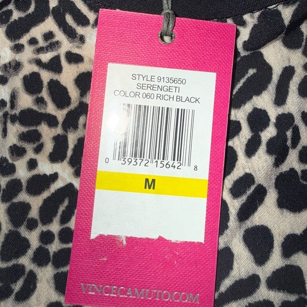 NWT Vince Camuto Women’s Serengeti Top Leopard Print with Black Trim Med - Picture 5 of 9